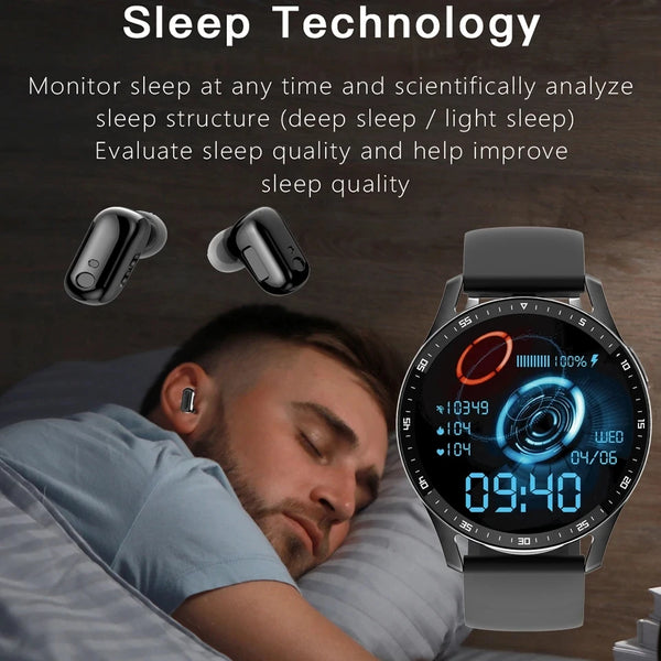 New 2-in-1 Multisport Fitness Tracker Smart Watch With Wireless Bluetooth Earbuds Headphones