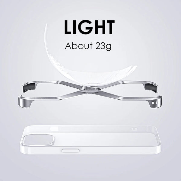 New Luxury Ultra Light Rimless X-Shaped Metallic Phone Case For iPhone 16 15 14 Pro Max Series