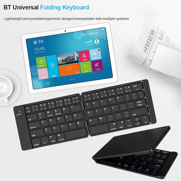 New Ultra Slim Mini Foldable Wireless Bluetooth Rechargeable Keyboard For Windows Android IOS