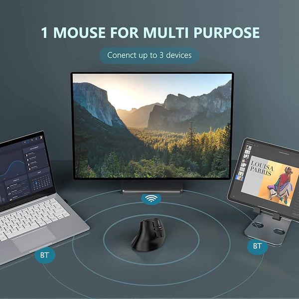 New Super Compact Ergonomic Rechargeable Bluetooth Wireless Mouse For PC Smart TV IOS