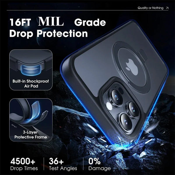 New Matte Magnetic Sleek Phone Case With Ring Holder Kickstand For iPhone 16 15 14 Plus Pro Max Series