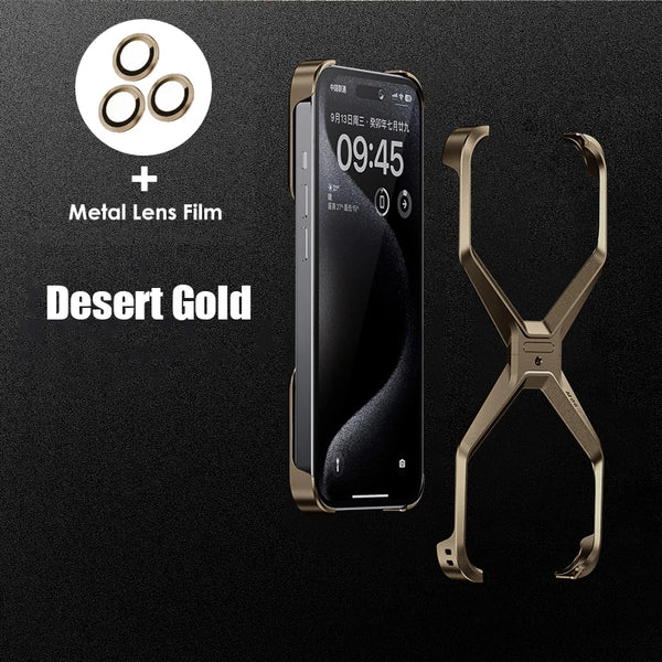 New Luxury Ultra Light Rimless X-Shaped Metallic Phone Case For iPhone 16 15 14 Pro Max Series