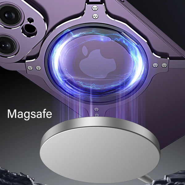 New X-Shaped Ultra Slim Magnetic Metallic Rimless Bumper Case With Ring Holder For iPhone 16 15 14 Pro Max Series