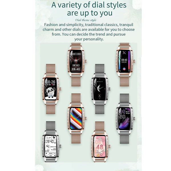 New IP68 Waterproof Multisport Lightweight Fitness Tracker Metallic Smartwatch Bracelet For Women