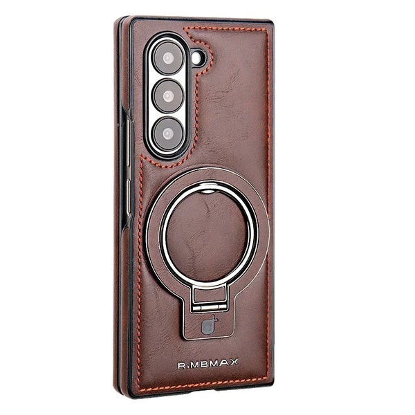 New Luxury Magnetic Ring Holder Leather Case Bumper For Samsung Galaxy Z Fold 6 5 4 Series