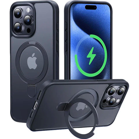 New Matte Magnetic Sleek Phone Case With Ring Holder Kickstand For iPhone 16 15 14 Plus Pro Max Series