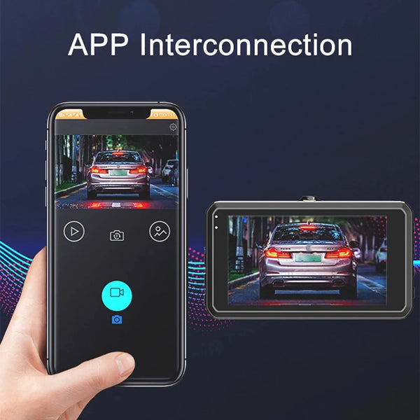 New  Wide Angle 1080P WIFI APP Control Dual Camera Dash Cam (Front & Inside) With IR Night Vision Loop Recording