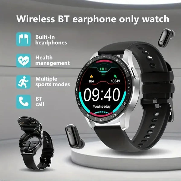 New 2-in-1 Multisport Fitness Tracker Smart Watch With Wireless Bluetooth Earbuds Headphones