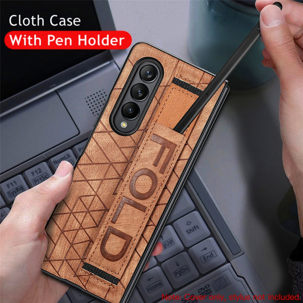 New Protective Leather Armor Case With Stylus Holder For Samsung Galaxy Z Fold 4 5 Series