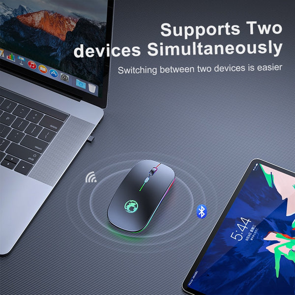 New Ergonomic Rechargeable Wireless Bluetooth LED Gaming Mouse With Dual Mode For PC Mac Tablet