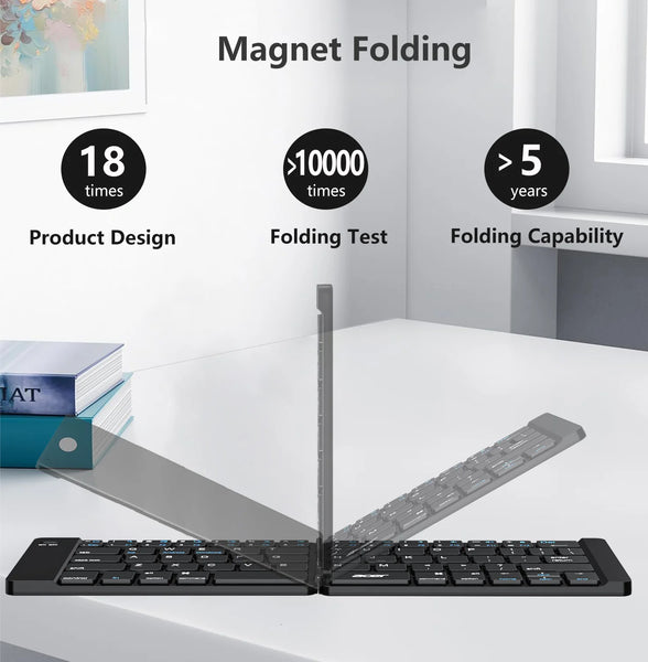 New Ultra Slim Mini Foldable Wireless Bluetooth Rechargeable Keyboard For Windows Android IOS