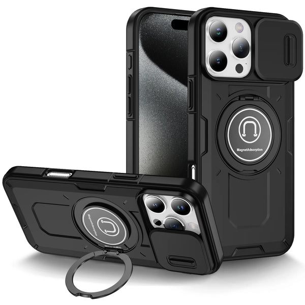 New Protective Drop-Resistant Armor Phone Case With Ring Holder Kickstand Camera Protection For iPhone 16 15 14 Plus Pro Max Series