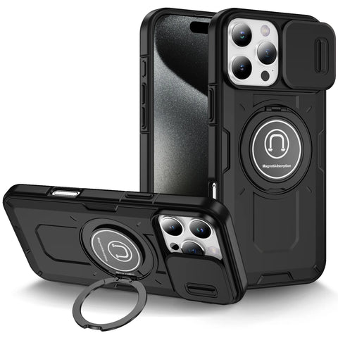New Protective Drop-Resistant Armor Phone Case With Ring Holder Kickstand Camera Protection For iPhone 16 15 14 Plus Pro Max Series