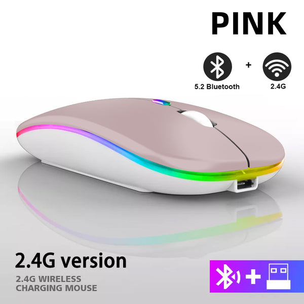 New Ultra Slim 2.4GHz Rechargeable LED USB Bluetooth Wireless Gaming Mouse For PC Mac & Tablets