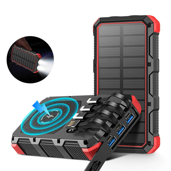 New 30000mAh Heavy Duty Fast Solar QI Power Bank With Wireless Charging For Android Samsung iPhones