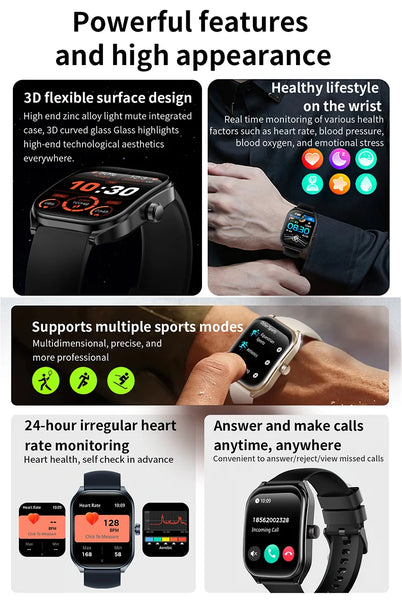 New Rugged Outdoor 2.01'' Curved Screen Waterproof Sports Fitness Tracker Smart Watch Bracelet