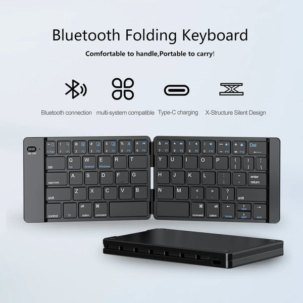 New Ultra Slim Mini Foldable Wireless Bluetooth Rechargeable Keyboard For Windows Android IOS