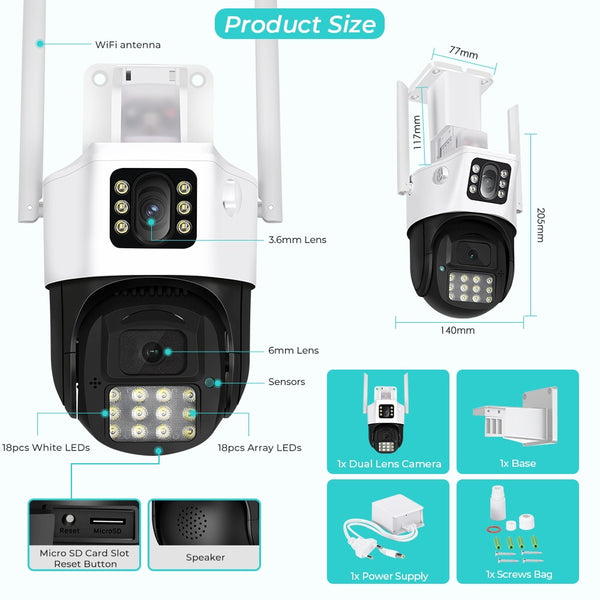 New 8MP Dual Screen Light Modes Outdoor Security Surveillance Camera With AI Auto Tracking