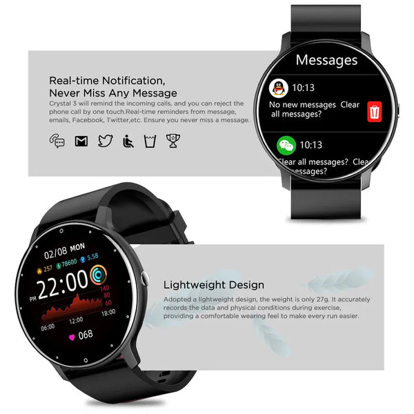 New 1.28'' Full Touch Screen Waterproof Sports Smart Watch Fitness Tracker