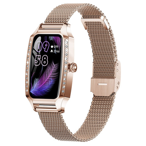 New IP68 Waterproof Multisport Lightweight Fitness Tracker Metallic Smartwatch Bracelet For Women
