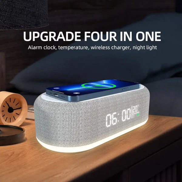 New 15W Multifunctional Bluetooth Speaker With Alarm Lamp Thermometer Charging Dock