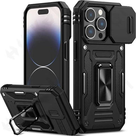 New Ultra Compact Drop-Resistant Ring Holder Kickstand Case For iPhone 16 15 14 Plus Pro Max Series