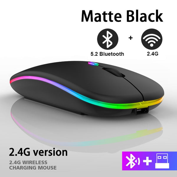 New Ultra Slim 2.4GHz Rechargeable LED USB Bluetooth Wireless Gaming Mouse For PC Mac & Tablets