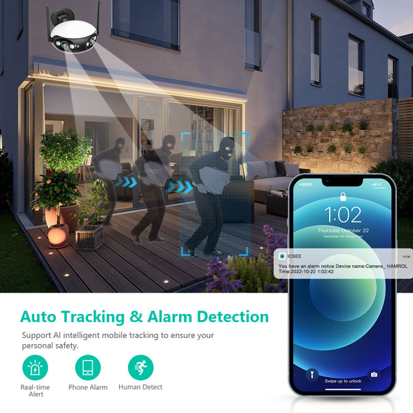 New 4MP 4K Dual Lens Ultra Wide View Angle WIFI Outdoor Security Camera
