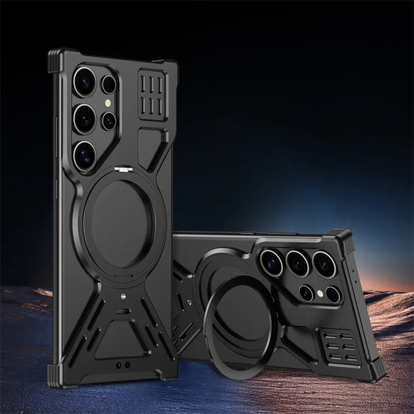 New Ultra Slim Metallic Alloy Magnetic Phone Case With Ring Holder For Samsung Galaxy S25 S24 S23 Ultra Series