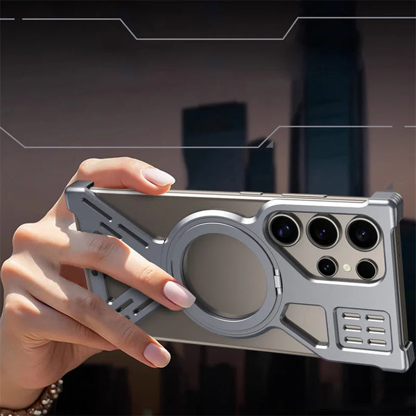 New Ultra Slim Metallic Alloy Magnetic Phone Case With Ring Holder For Samsung Galaxy S25 S24 S23 Ultra Series