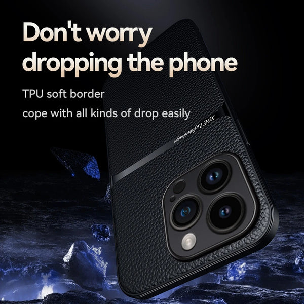 New Ultra Protective Slim Leather Case With Lens Protection For iPhone 16 15 14 Plus Pro Max Series
