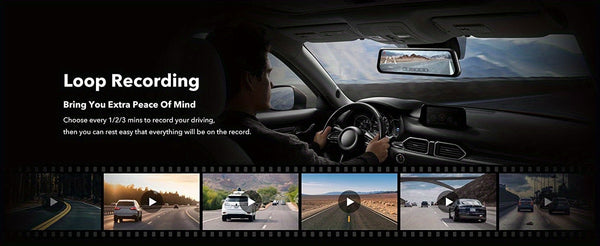 New 12'' Large Touch Screen Front & Rear Dual Lens Dash Camera With Loop Recording