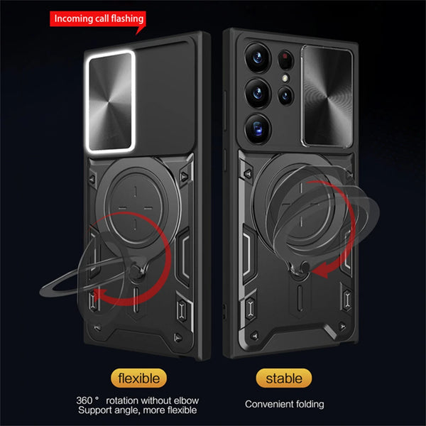 New Magnetic Heavy Duty Armor Case Cover With Ring Holder Kickstand For Samsung Galaxy S24 S23 Plus Series