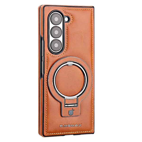 New Luxury Magnetic Ring Holder Leather Case Bumper For Samsung Galaxy Z Fold 6 5 4 Series