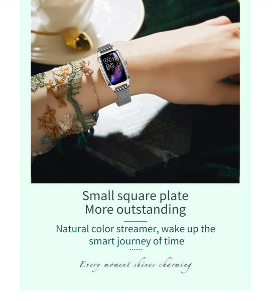 New IP68 Waterproof Multisport Lightweight Fitness Tracker Metallic Smartwatch Bracelet For Women