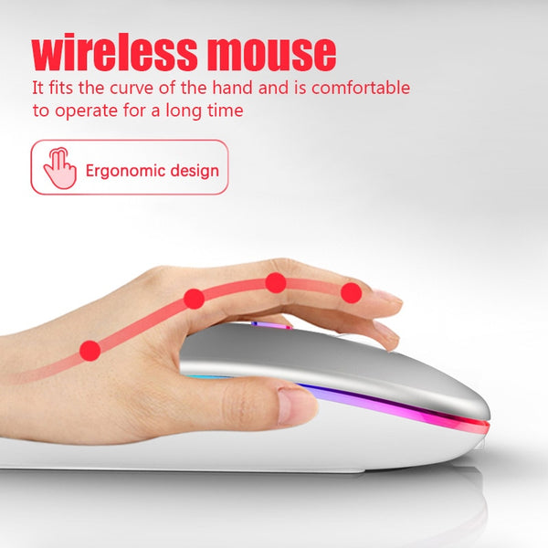 New Ultra Slim 2.4GHz Rechargeable LED USB Bluetooth Wireless Gaming Mouse For PC Mac & Tablets