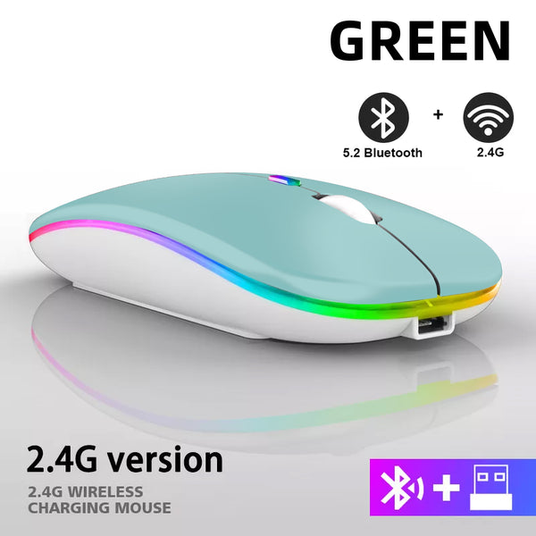 New Ultra Slim 2.4GHz Rechargeable LED USB Bluetooth Wireless Gaming Mouse For PC Mac & Tablets