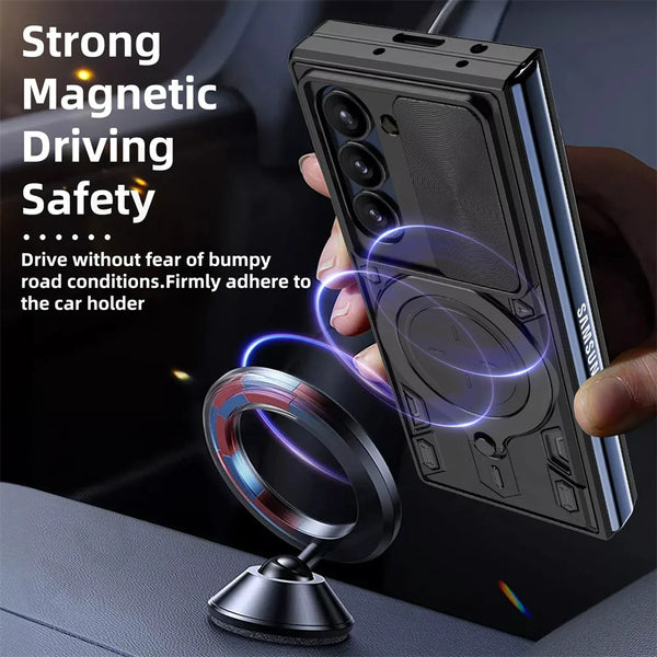 New Magnetic Heavy Protection Magnetic Cover Case With Ring Holder Kickstand For Samsung Galaxy Z Fold 6 5 Series