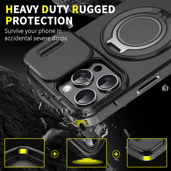 New Rugged Protective Ring Holder Phone Case With Kickstand For iPhone 16 15 14 Plus Pro Max Series