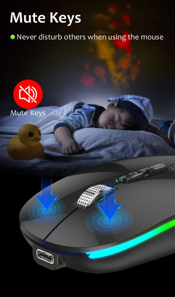 New Ultra Slim Rechargeable Dual Mode LED Gaming Mouse For PC Mac Tablets