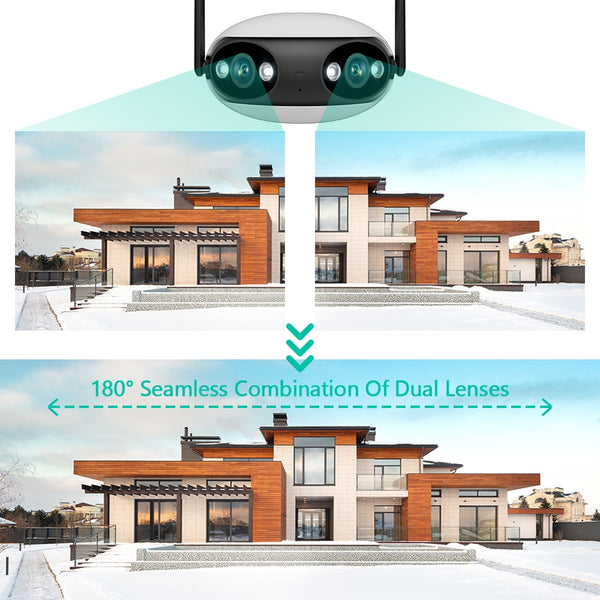 New 4MP 4K Dual Lens Ultra Wide View Angle WIFI Outdoor Security Camera