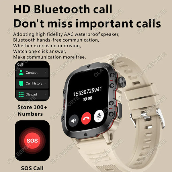 New 1.81 Inch IP68 Waterproof Military Style Outdoor Sports Fitness Tracker Smart Watch