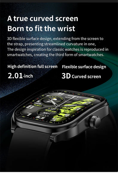 New Rugged Outdoor 2.01'' Curved Screen Waterproof Sports Fitness Tracker Smart Watch Bracelet