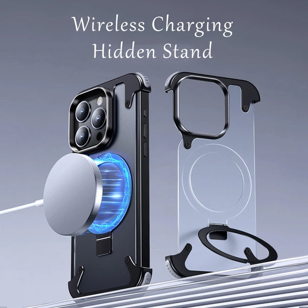 New Rimless Magnetic Metallic Shell Case Cover For iPhone 13 14 15 Series