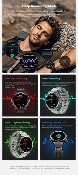 New AMOLED Water-Resistant Sports Smart Watch Fitness Tracker With Compass