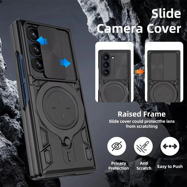 New Magnetic Heavy Protection Magnetic Cover Case With Ring Holder Kickstand For Samsung Galaxy Z Fold 6 5 Series