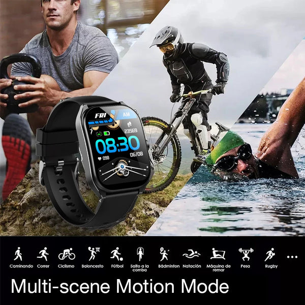 New Rugged Outdoor 2.01'' Curved Screen Waterproof Sports Fitness Tracker Smart Watch Bracelet