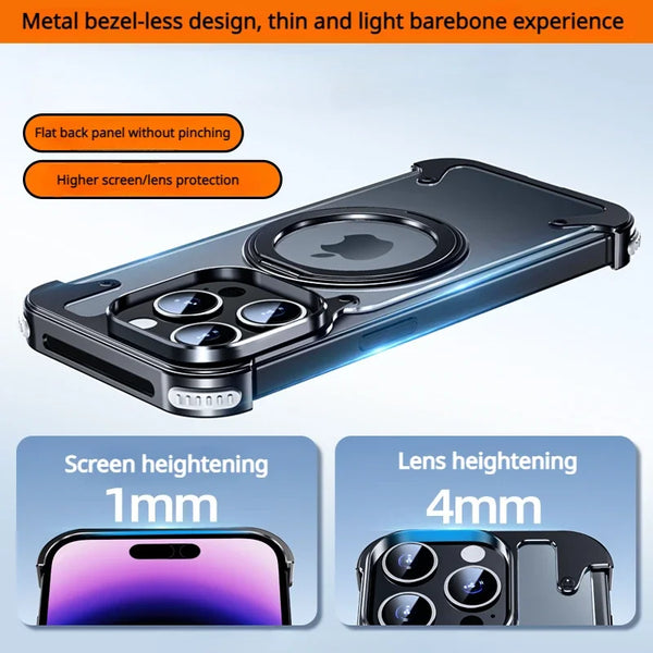 New Transparent Magsafe Magnetic Protective Armor Case With Kickstand For iPhone 15 Pro Max Series