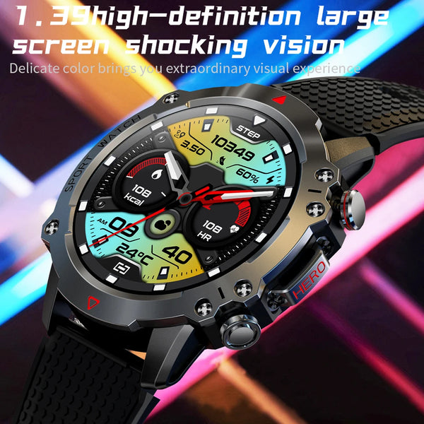 New 1.39'' Screen Outdoor Water-Resistant Smart Watch Fitness Tracker For Android IOS