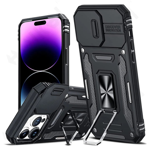 New Ultra Compact Drop-Resistant Ring Holder Kickstand Case For iPhone 16 15 14 Plus Pro Max Series